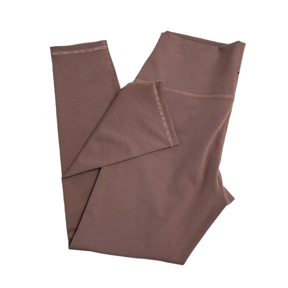 NWT Lezat Eco Active Textured Athletic High Waist Soft Rib Dusty Rose Leggings-L - Picture 2 of 10